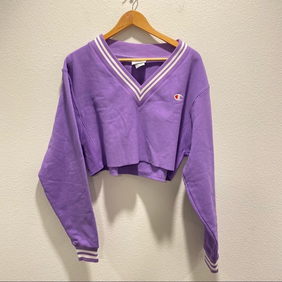 purple champion sweatshirt v neck